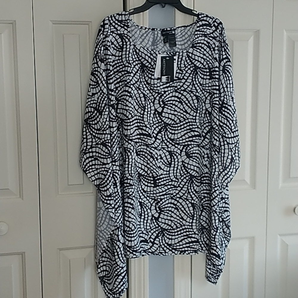 Antthony Original Black White Caftan Top M - Picture 3 of 9